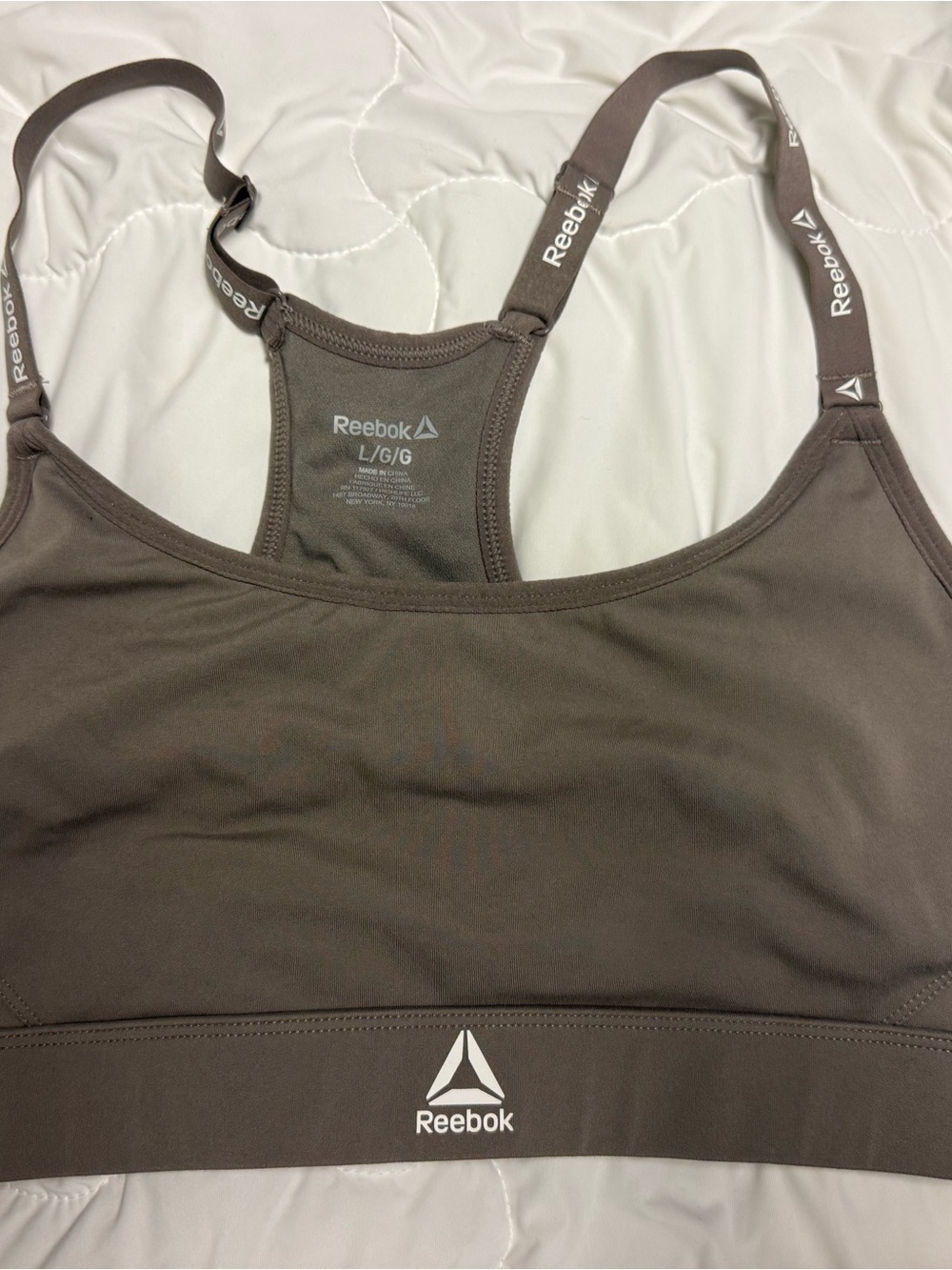 Reebok Brown Racerback Sports Bra with Logo Straps